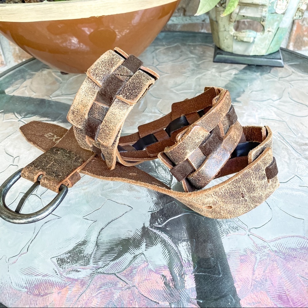 Vintage ITALY Express Boho Leather Belt Brown